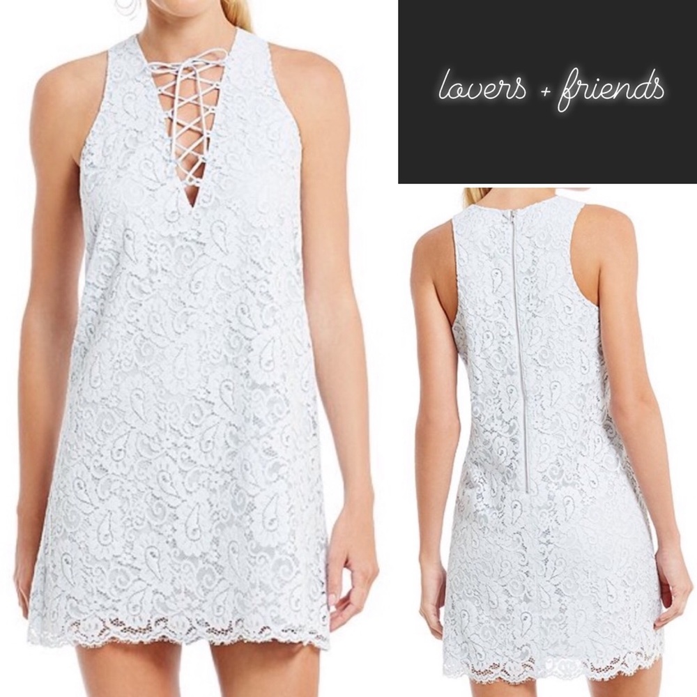 Lovers + Friends Sleeveless Lace-Up Dress in Powder Blue • S